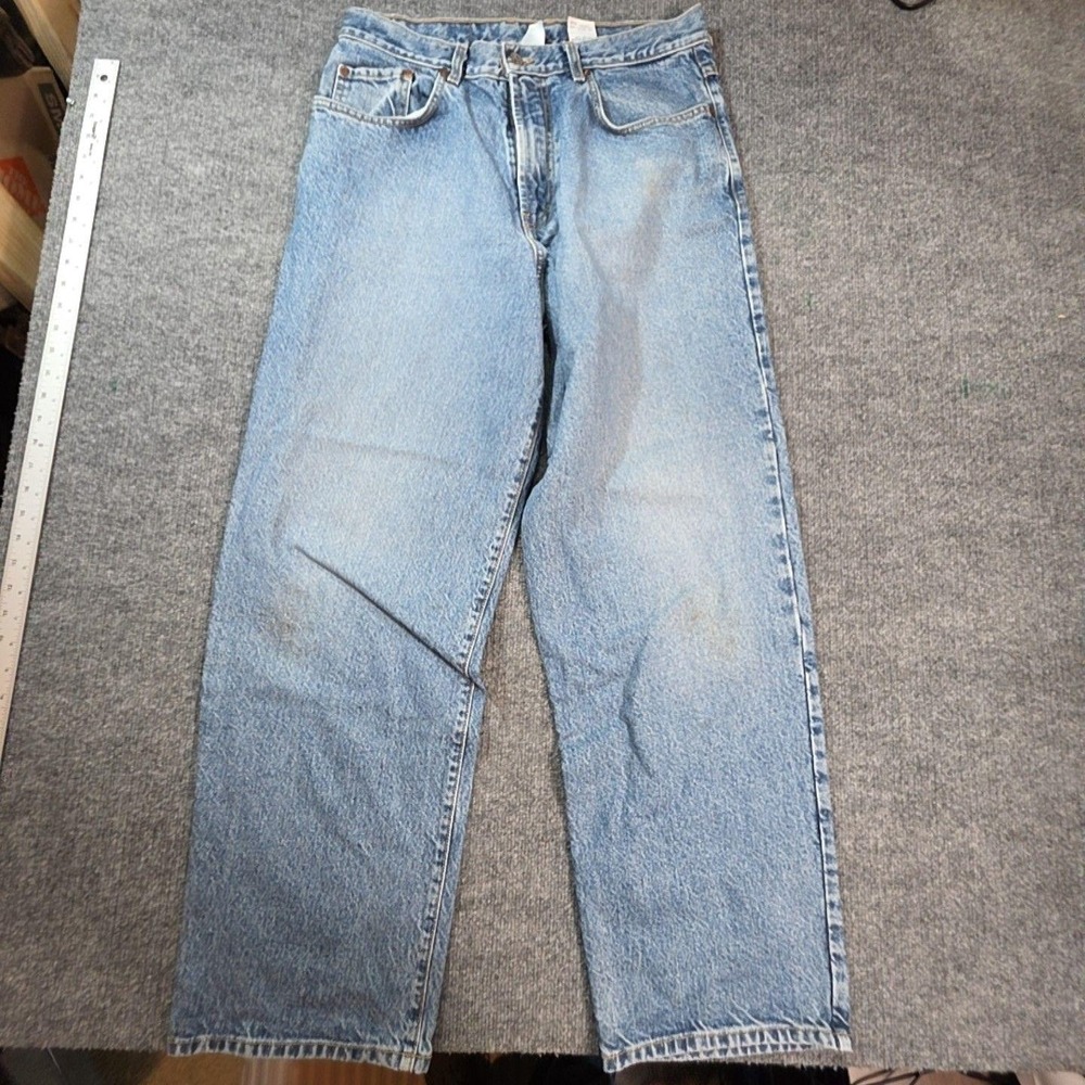 Vintage Lucky Brand Dungarees Jeans Mens 34x30 Blue Light Wash Relaxed Straight
